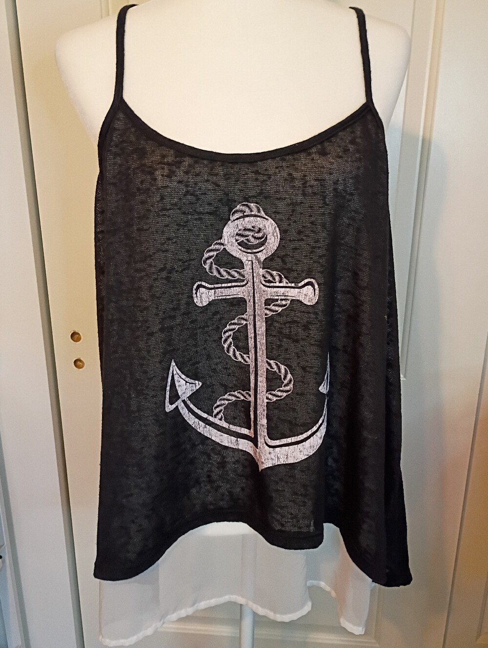 Torrid Black Burnout Anchor Tank Sz 1X